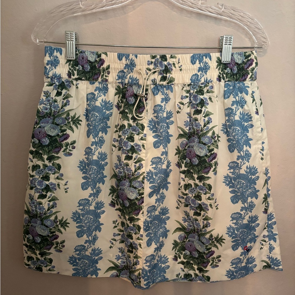 Clare V Cream and Purple Floral Skirt  - Theo mini skirt